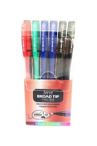 Serve Broad Tip Fineliner Yazı Ve Çizim Kalemi 0.8mm 6'lı Pvc Paket