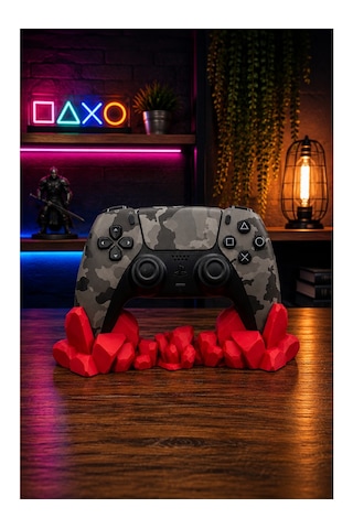 Veriqo 3d Ps5 Uyumlu Gamepad Standı Kristal Tasarımlı Oyun Kolu Tutucu Masaüstü Controller Standı Kırmızı