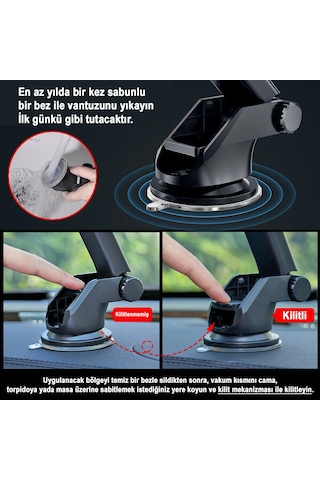 Apera Mt95 Araç İçi Telefon Tutucu 3ü1 Arada Orta Konsol - Ön Cam