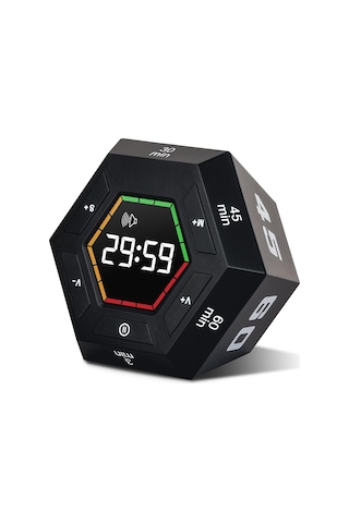 Hymark Altıgen Dijital Geri Sayım Zamanlayıcı Led Ekranlı Görsel Zaman Kontrol Mutfak Ders Mıknatıslı