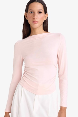 Defacto Slim Fit Dar Kesim Kayık Yaka Uzun Kollu Tişört F9029ax26sppn447 Pembe-pn447