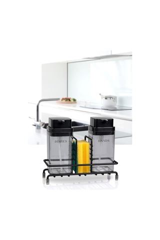 Okyanus Home Siyah Deluxe Kare Standlı 2'li Füme Rengi Sıvı Sabunluk