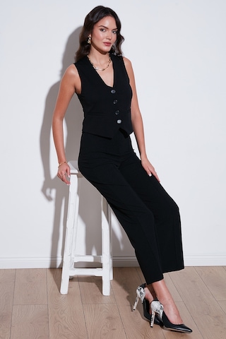 Lela Streç Fitted Fit V Yaka Düğmeli Bayan Yelek 5865971 Siyah