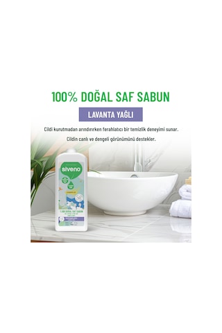 Siveno %100 Doğal Sıvı Kastil Sabun Lavanta Yağlı Cildi Rahatlatıcı Nemlendirici Bitkisel Vegan 1 L