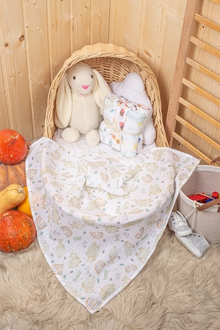 Dijital Baskılı 6lı Çok Amaçlı Müslin Örtü Seti - 75x75 Çok Renkli