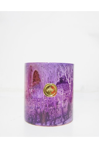 Mor Batik Desenli Cam Bardak Mumluk Vetealight Seti