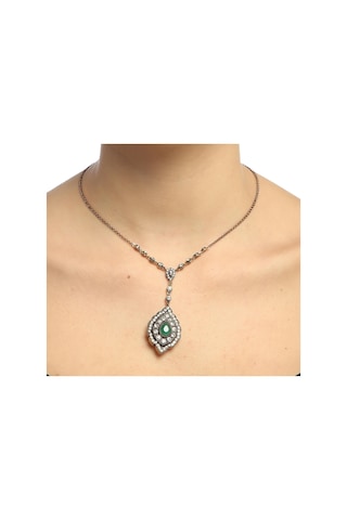 Badem Elmas Montür Zümrüt Gerdanlık Kolye Sevgiliye Sarı