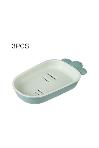 3 Adet Yaratıcı Sevimli Drenaj Çift Katmanlı Ev Tuvalet Sabun Kutusu, Kapaklı Sabunluk Yeşil