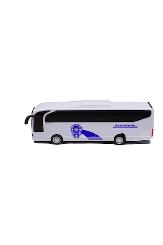 Oyuncak Otobüs Polis Otobüsü Sürtmeli Beyaz 22 Cm