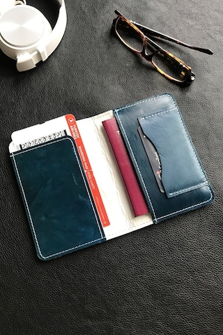 Vip Gift Voyager Pasaport Kılıfı Minimalist Hakiki Deri Pasaportluk Mavi