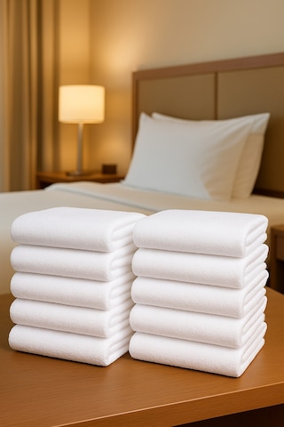 10 Adet Beyaz 50x85 Cm 200 Gram Bukle - Armür Otel El-yüz Havlusu Beyaz