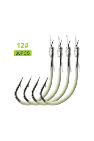 Jeehugo 12 Numara Parlak Kaplamalı 30 Adet Yüksek Karbon Çelik Olta İğnesi - Dayanıklı Ve Keskin Tırnaklı Balıkçılık Aleti