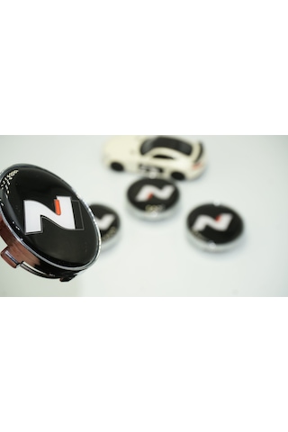 Hyundai N Line Logo Jant Göbeği Gümüş Siyah Kapak Seti 60mm