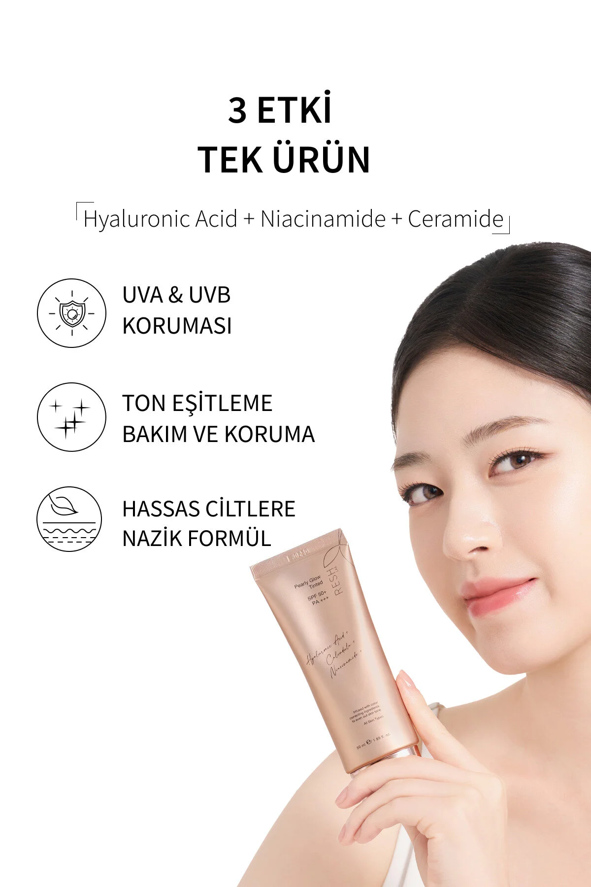 Resh Lab Pearly Glow Tinted Dark Spf50+ Pa+++ Renkli Spf50+ Ton Eşitleyici Güneş Kremi