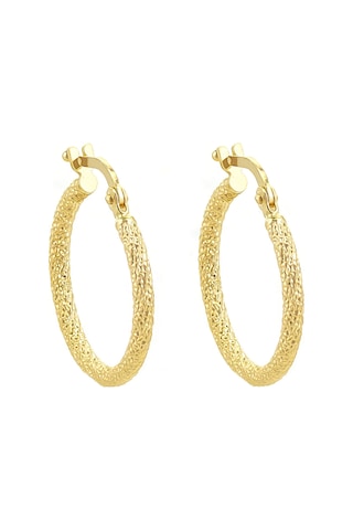 Moom Mücevherat Kadın 14 Ayar Altın Lazer Desenli Halka Küpe-MMKP1095