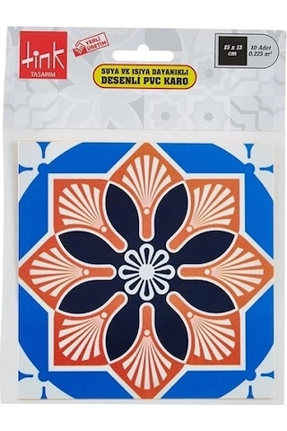 Tink Tasarım 3 Metraj Meksika Desenli Pvc Karo 15x15 Cm 10'lu Paket Çok Renkli