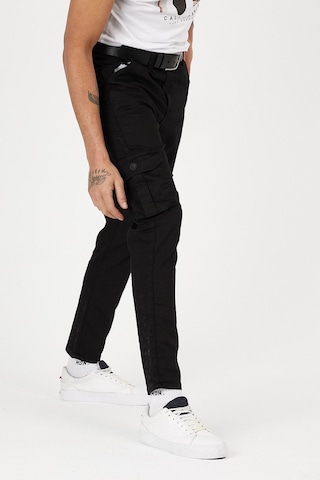 Siyah Renk Körüklü Paçası Lastiksiz Kargo Pantolon Siyah