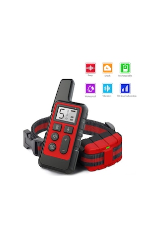 Vkemall Köpek Eğitimi Kolyesi - Titreşim/sok/ipucu Modları, 500m Uzaklık, 100 Seviye Ayar, Usb Şarjlı, 2 Kanal Kırmızı