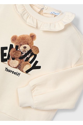 Mayoral Krem Kız Çocuk Fırfırlı Yaka Sweatshirt 4430 Krem