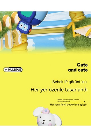 Eternal Luck 316 Paslanmaz Çelik Çocuk Termos Bardağı-mor Piano Kitten