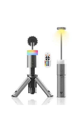 Shufa Glampıng Taşınabilir Kamp Işığı Uzun Şarj Süresi Uzaktan Kumanda Alüminyum Teleskopik Tripodlu Lamba 10,000 Ma Gri