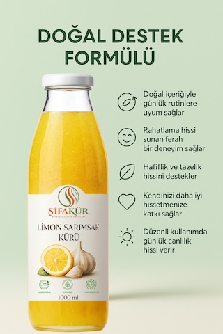 Şifakür Limon Sarımsak Kürü 60 Gün Dinlendirilmiş Doğal İçerikli Geleneksel Formül 1000ml