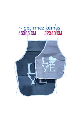 2'li Anne Kız Mutfak-boyama Önlüğü Seti Su Geçirmez Kumaş 32x40 Ve 45x65 Cm Ebatlar