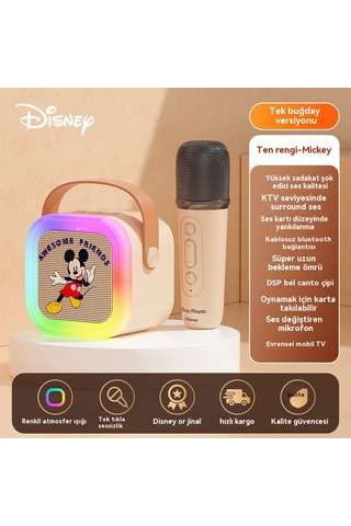 Renkli Mikrofon Bluetooth Şarkı Söyleyen Hoparlör-mickey