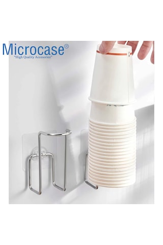 Microcase Yapışkanlı Duvara Yüzeye Monte Kağıt Bardak Askılığı - Al5307 2 Adet Gri