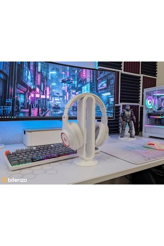 Minimalist Oval Tasarım Masaüstü Kulaklık Standı, Gaming Ve Ofis Kulaklık Tutucu - Beyaz