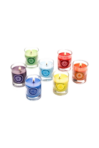 7 CHAKRA MEDİTASYON SHOT BARDAK İÇİ RENKLİ MUM SETİ