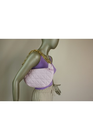 Lilys İnce Fitilli Çok Zarif Lila Kısa Crop