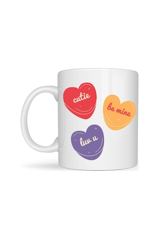 Buradabulabilirsin Cutie Be Mine Lyk U Porselen Kupa Model 9 - Sevgiliye Özel Tatlı Tasarım Bbz Çok Renkli