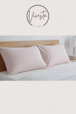 2 Li Kapaklı Yastık Kılıfı Seti 50 70 Cm Dayanıklı, Yumuşak Dokulu, Otel Kalitesi Pudra