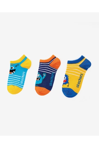 Skechers 3'lü Paket Funny Feet Bilekli Çorap Büyük Erkek Çocuk Sarı-mavi-lacivert Sk2520131-3474