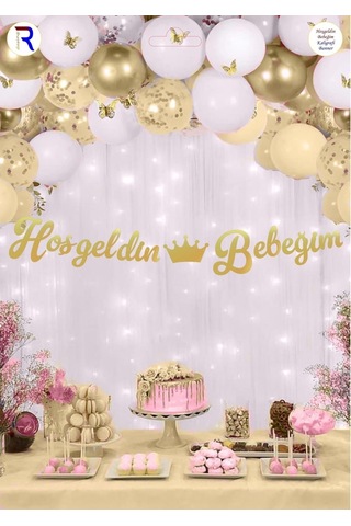 Delux Serisi Hatıra Kutlama Hoşgeldin Bebeğim Banner Çok Renkli