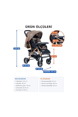 Tommybaby Eagle Gold Lüx Çift Yön Bebek Arabası Antrasit