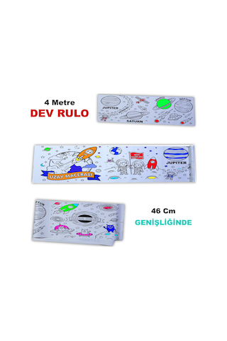 Boyama Kağıdı Rulo Dev Boy 4 Metre Uzay Macerası