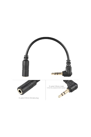 Hombey Telefon Mikrofonunu Bilgisayara Ve Dslr Kameralara Çeviren 3.5mm 4-3 Kutup Adaptör Kablosu 13cm
