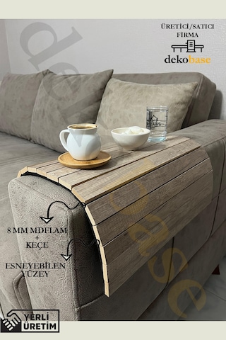 Atlantik Çam Renk Çok Amaçlı Koltuk Kenar Sehpası, Supla, Yemek Servis Altlığı Atlantik Çam