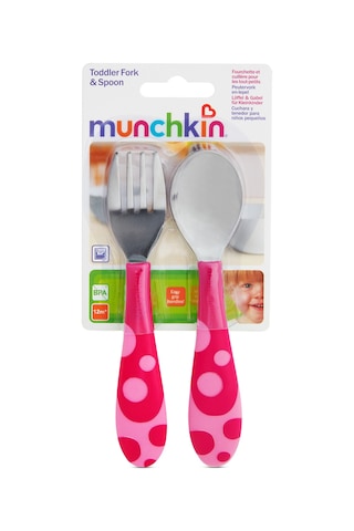 Munchkin Eğitici Ergonomik Çatal ve Kaşık Seti Pembe 2'li Pembe