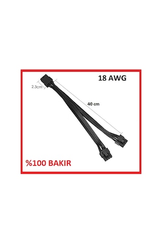 8 Pin Ekran Kartı Power Çoklayıcı 40 Cm 18Awg Pci-E Molex