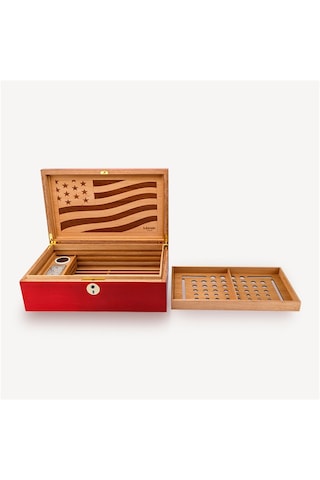 Lubinski Special Edt. Parmakizi Kilitli Puro Kutusu Humidor Flag 60s