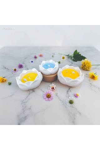 3'lü Lotus Çiçeği Mum