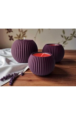 3 Lü Tealight Mumluk Seti Dekoratif Ev & Salon Mumluğu Hediyelik Set Mor