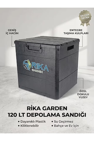 Rika Garden Ahşap Görünümlü Bahçe Depolama Sandığı Siyah