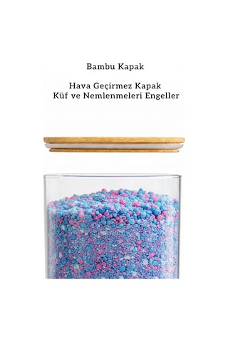 Bambu Kapak Deterjan Saklama Kabı 3.1 Litre Hava Geçirmez Nem Önler - 3100 Ml Şeffaf