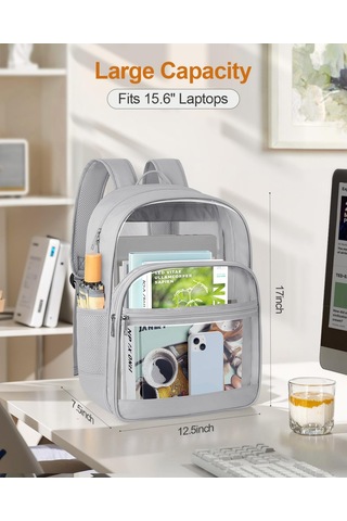 Tenfowee Şeffaf Oxford-pvc Çift Askılı Çanta, Geniş Hacimli Ana Bölme, İç Cep, Ön Bölmeler Ve Mesh Yan Çantalar İle Okul, Konser, Spor Ve Seyahatler İçin Dayanıklı Tasarım