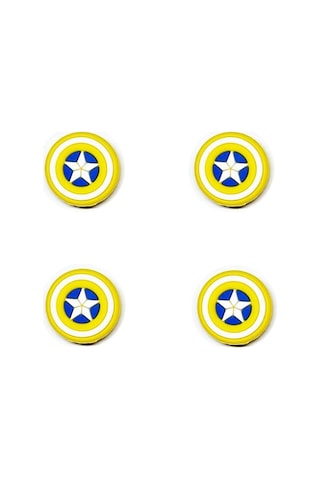 Desenli Sony Ps5/ps4/ps3 Analog Koruyucu Silikon Pad-kaptan Amerika Sarı