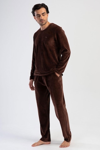 Vienetta Erkek Uzun Kol Kadife Kahve Pijama Takım C8t9n0o304 001